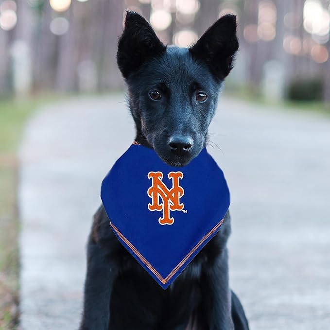 Pets First MLB New York Mets TIE Bandana, Large/X-Large. Dog Bandana Scarf Bib for Pet Cat Dog. The Ultimate Game-Day, Party Bandanna, Birthday Event
