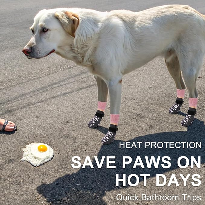 BEAUTYZOO Dog Socks to Prevent Licking Paws -Dog Boots & Paw Protectors with Grippers on Hardwood Floors, Dog Shoes for Hot/Cold Pavement Small Medium Large Senior Dogs Booties