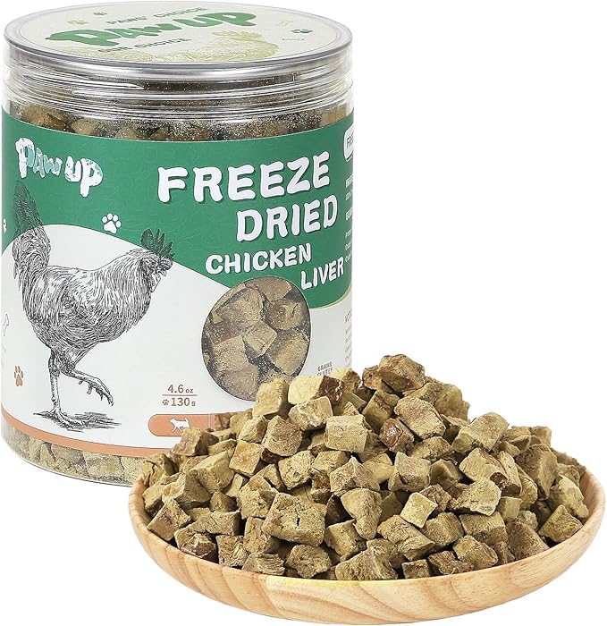 PAWUP Freeze Dried Chicken Liver Pet Treats, High Protein Freeze-Dried Pet Food for Dogs, Cats, Fresh Ingredient Snacks, 4.6 oz, Rawhide Free&Grain Free