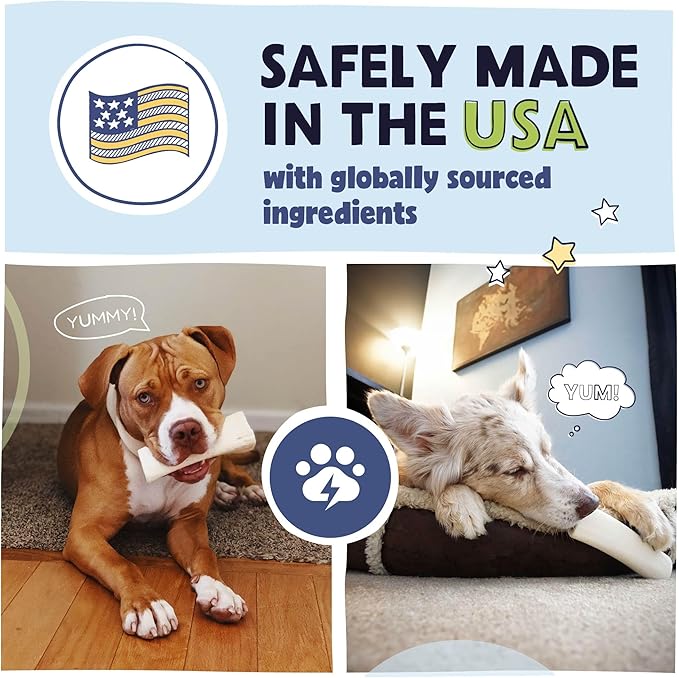 Pawstruck Large 5-6" Filled Dog Bones, Beef Flavor - Made in USA, Long-Lasting Stuffed Femur for Aggressive Chewers, Dental Treat - Pack of 3, Packaging May Vary