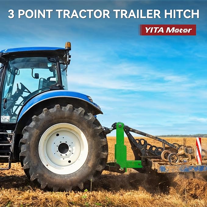 YITAMOTOR 3 Point Quick Hitch with 2" Receiver for Category 1, 3 Pt Tractor Trailer Hitch Drawbar Adapter Attachments with Suitcase Weight Brackets
