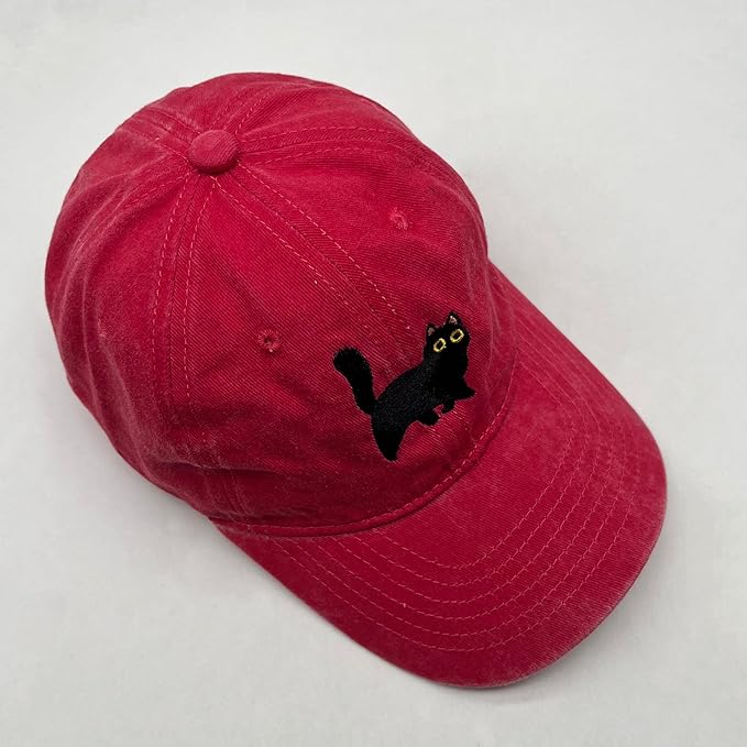Black Cat Hat,Ragdoll Cat Embroidered Adjustable Cotton Baseball Cap for Men Women,Gifts for Cat Lovers