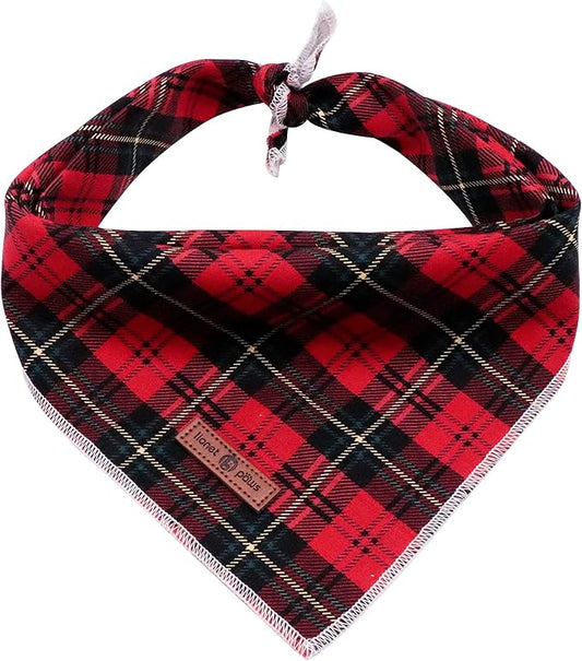 Lionet Paws Christmas Dog Bandana Washable Cotton Handkerchief Scarf Triangle Bandana for Small Medium Large Dogs Girl Boy