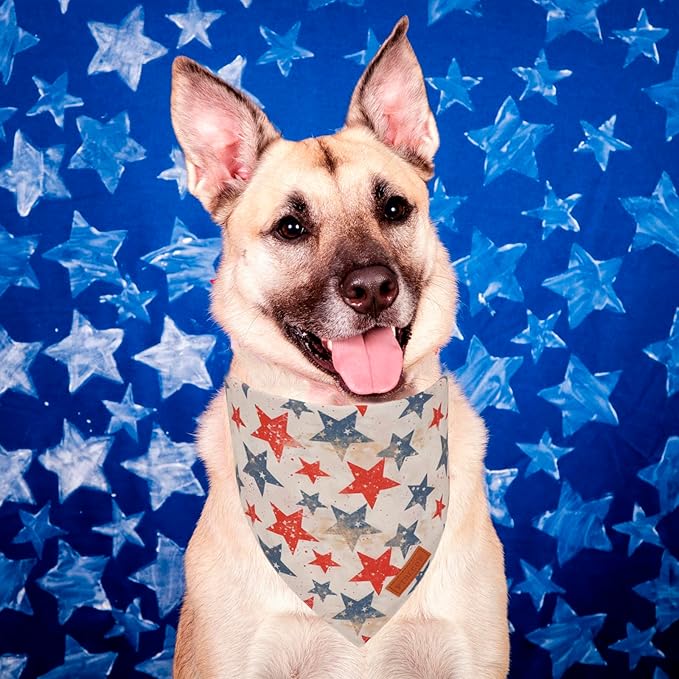 PTDECOR American Flag Dog Bandana Flag Stars Patterns, Patriotic Pet Scarf Reversible Triangle 4th of July Bandanas for Large X-Large Dogs Pets (X-Large)