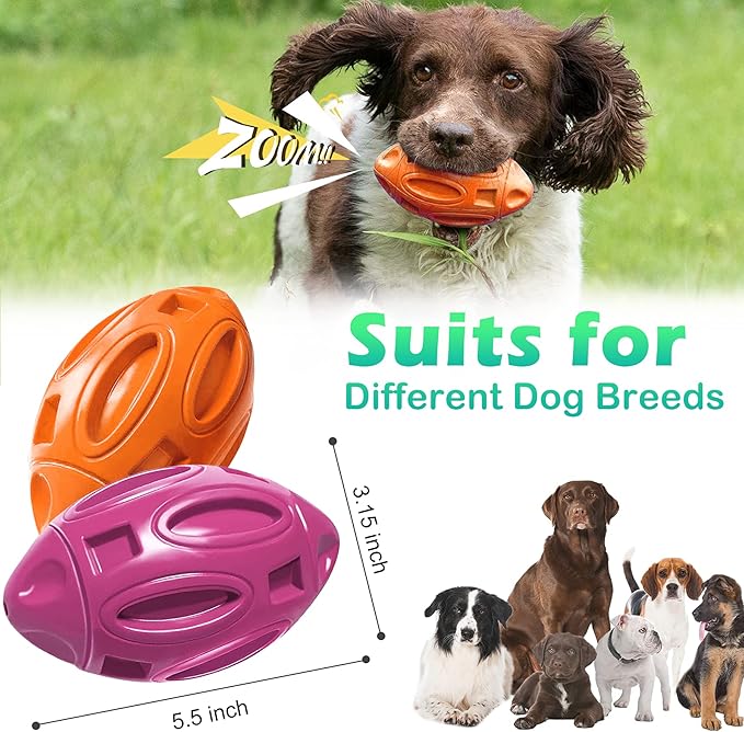 Pawzone 2 Pack Squeaky Dog Toys for Aggressive Chewers Large Medium Small Puppy Interactive Dog Chew Toy Durable Rubber Indestructible Tough Ball