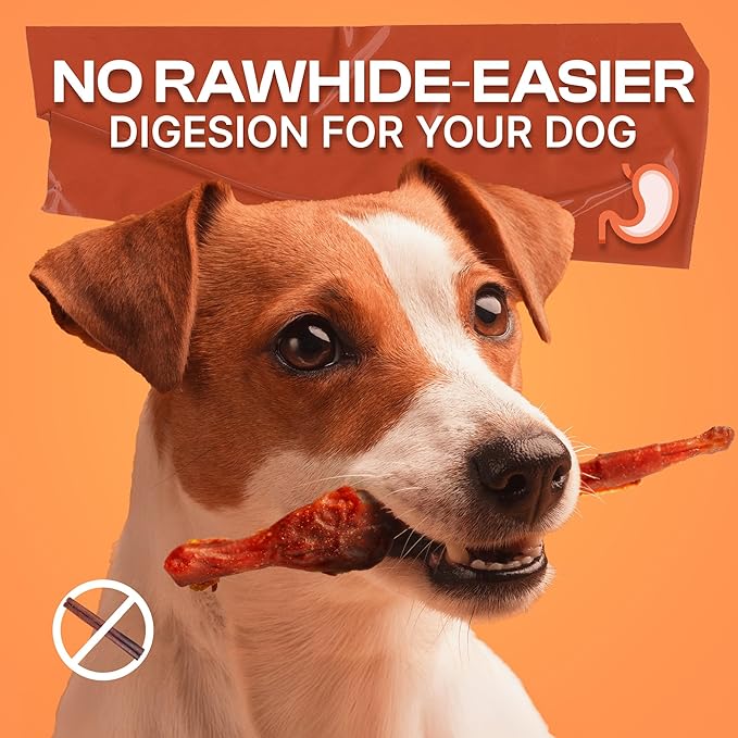 PETPHABET Alternative Bully Sticks Dog Chews - 7'' Digestible Rawhide Free Dog Treats for Medium Large Breed with Sensitive Stomachs, Healthy Snack with Low Odor, Beef Bully Flavor, 10 Count