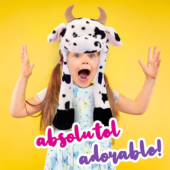 Animal Hat with Ears Moving Jumping Pop Up Beating Hat Plush Holiday Cosplay Dress Up Funny Gift for Kids