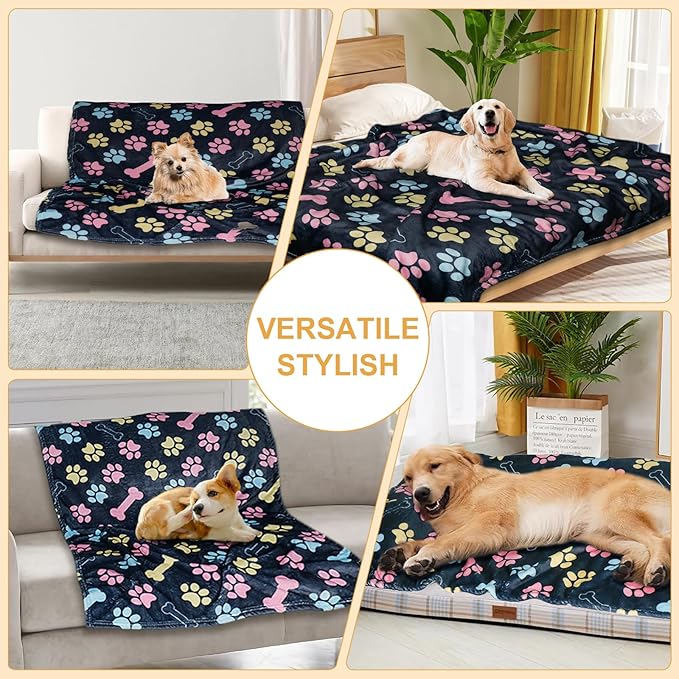 Dog Blanket for Medium Dogs Washable - Soft Fluffy Puppy Blanket with Premium 300GSM Coral Fleece, Cozy Calming Cat Blankets for Indoor Cats for Kitten Doggy, Navy Blue