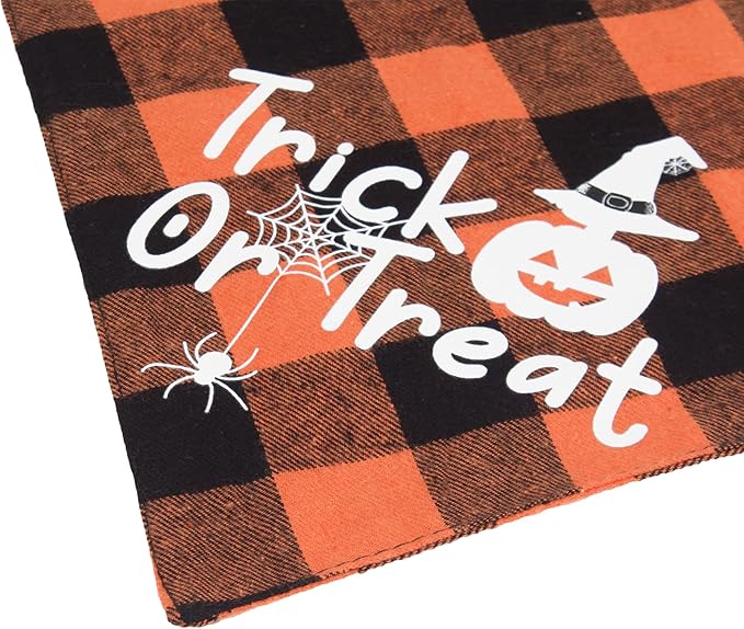 ADOGGYGO Halloween Dog Bandanas, Classic Orange Purple Plaid Pet Scarf Bib, Premium Cotton Fabric, Multiple Sizes, Halloween Bandanas for Small Dogs Pets (Small)