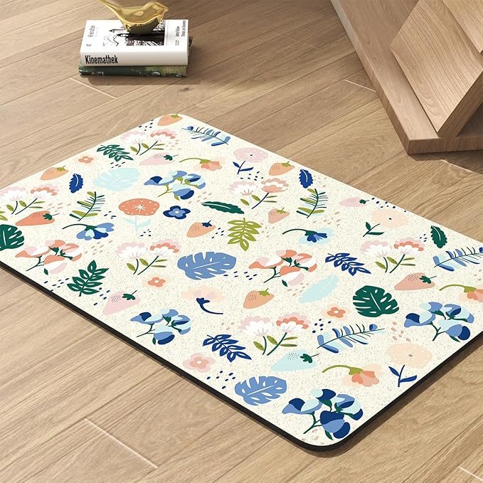 Pet Feeding Mat-Absorbent Dog Mat for Food and Water Bowl-No Stains Quick Dry Water Dispenser Mat-Dog Accessories Pet Supplies-Bowl for Messy Drinkers（LIGHTFLOWERS,17"x34"