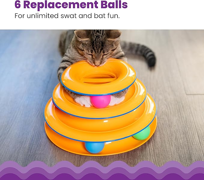 Catstages Tower of Tracks Replacement Balls, 6-Pack Lightweight Cat Toy Balls for Track Toys, Multicolored