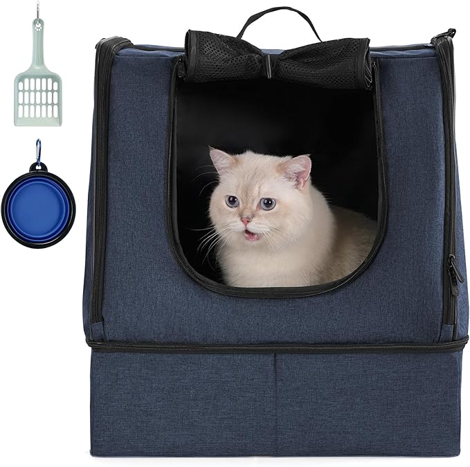apollo walker Portable Cat Travel Litter Box with Zipped Waterproof Bag,No Collapse with Hard Base Insert at Bottom, No Leakage, No Smell, Easy to Carry, Easy to Use in Hotels