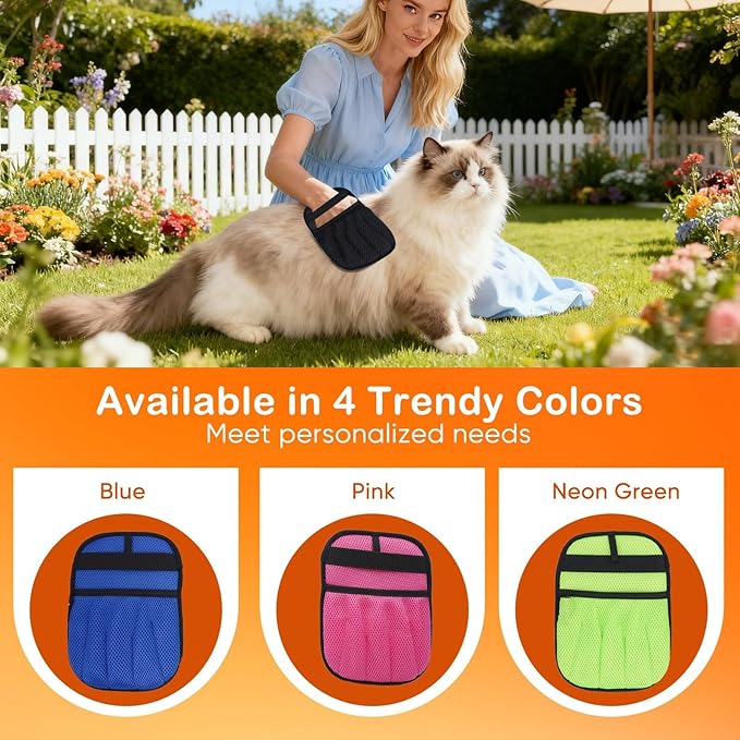 Pet Hair Removal Gloves 2-Pack - Upgraded Five-Finger Electrostatic Cats & Dogs Hair Brush Shedding | Reusable Pet Hair Remover Tool for Laundry, Furniture, Car Seat (Black)