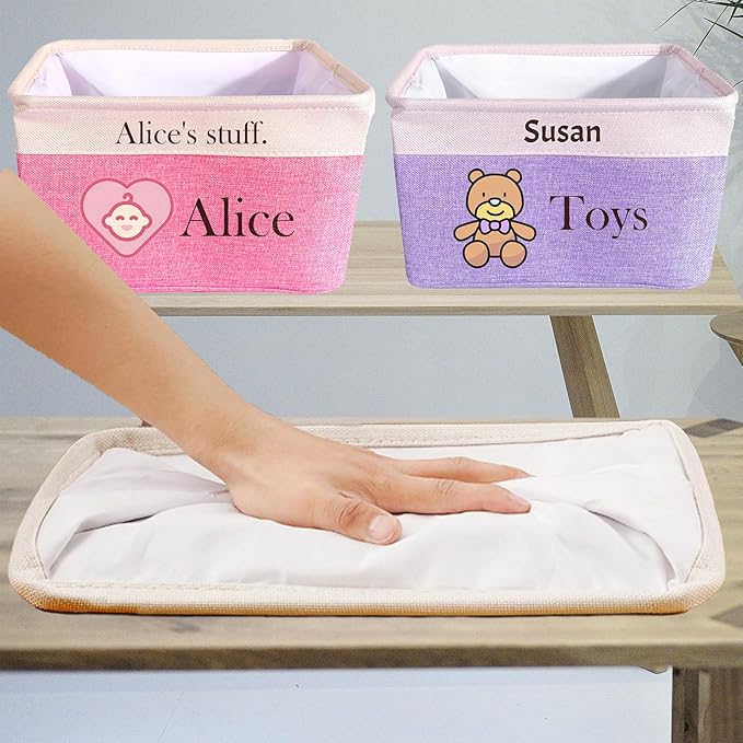 Personalized Baby Toy Basket Custom Toy Box with Name Storage Organizer Collapsible Laundry Basket Cute Basket with Handles for Girl Boy