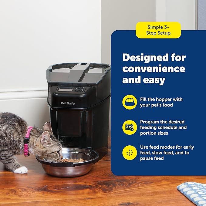 PetSafe Automatic Cat Feeder - Healthy Pet Simply Feed - Automatic Pet Feeder for Cats & Dogs - Timed Pet Feeder with Programmable Portion Control - Holds 24 Cups of Dry or Semi-Moist Dog or Cat Food