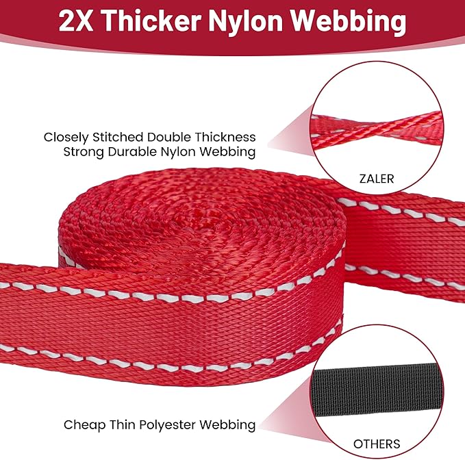 ZALER Short Dog Leash 1 ft, 12 Inches Traffic Leashes for Dogs, Nylon Reflective Dog Lead with Padded Handle, Heavy Duty Pet Leash with Carabiner Clip for Large and Medium Dogs (12" Red)