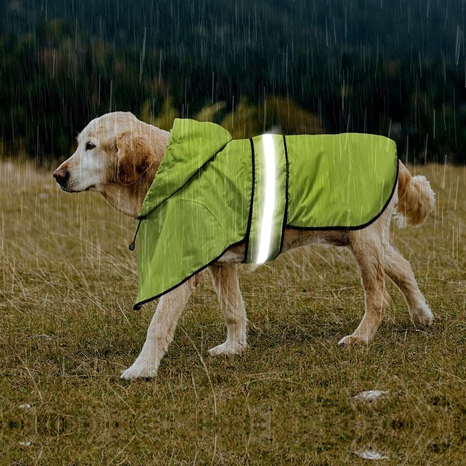 Dog Raincoats - Waterproof Dog Coat Hooded Reflective Puppy Rain Jacket with Leash Hole, Lightweight Pet Apparel Poncho Slicker for Dog Walking (Small, Green)