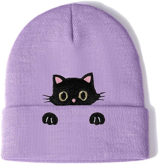Cat Hat Beanie for Lovers - Cute Women's Embroidery Themed Gifts for Mom - Funny Novelty Trendy Stuff