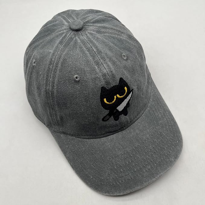 Black Cat Hat,Ragdoll Cat Embroidered Adjustable Cotton Baseball Cap for Men Women,Gifts for Cat Lovers