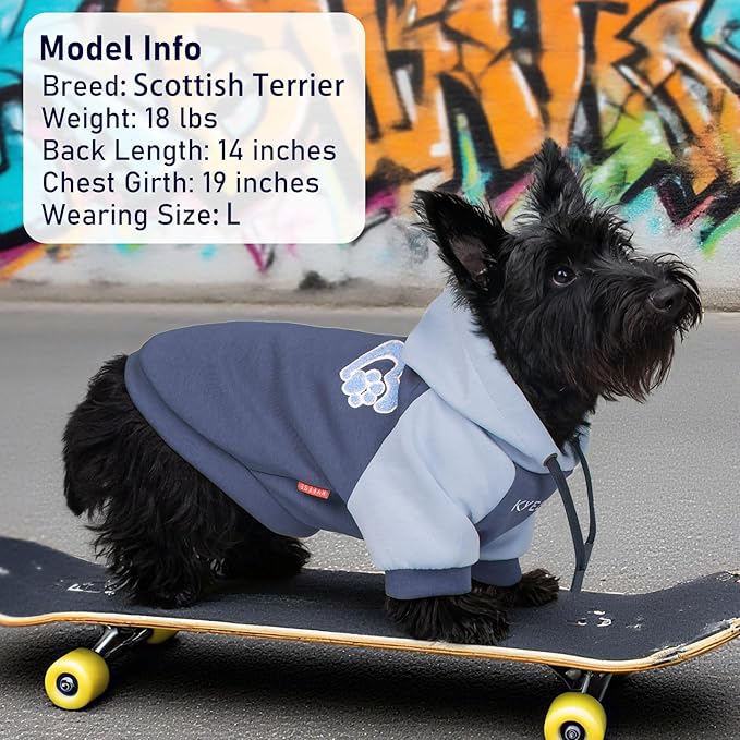 KYEESE Dog Hoodie Stretchy Cat Coat with Leash Hole Soft Dog Clothes for Small Dogs Pet Sweatshirt with Drawstring Dogs Winter Coat for Cold Weather Comfort Cat Sweater Warm Pet Clothes