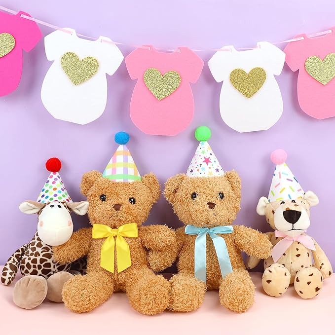 12pcs Mini Party Hats for Stuffed Animals, Party Hats for Dolls Dog Cat Rabbit Puppies Birthday Party Cone Hats Photo Prop