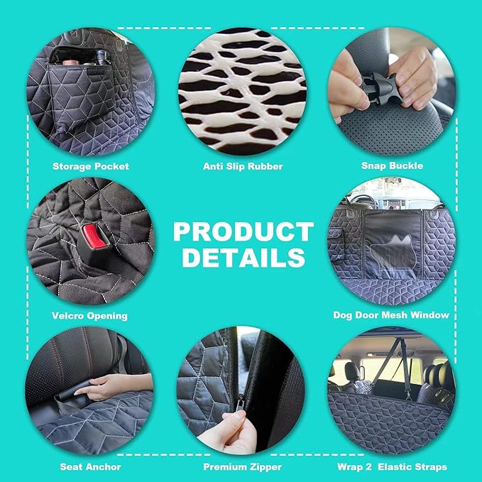 Dog Car Seat Cover for Large SUV, 100% Waterproof Dog Seat Cover for Back Seat for SUV, 600D Heavy Duty Pet Hammock for Car, Non Slip Car Seat Protector for Pet for Tahoe/Yukon/Suburban