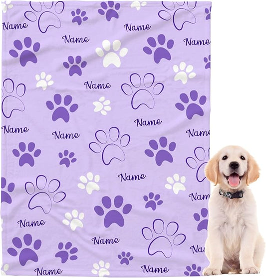 Personalized Pet Blanket,Custom Pet Blanket with Name Photo,Puppy Blanket Gift for Dogs Cats Lovers Mom Dad,Soft Cozy Fleece Throw for Bed Sofa Travel Small 50"x40" for Kids