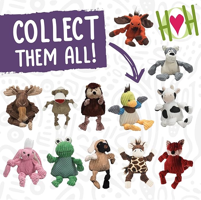 HuggleHounds Knottie Plush Dog Toy - Dog Stuffed Animal Toy, Puppy Toys, Squeaky Dog Toy for Small, Medium & Large Dogs, Durable Plush to Keep Them Busy - Manny Moose, Large