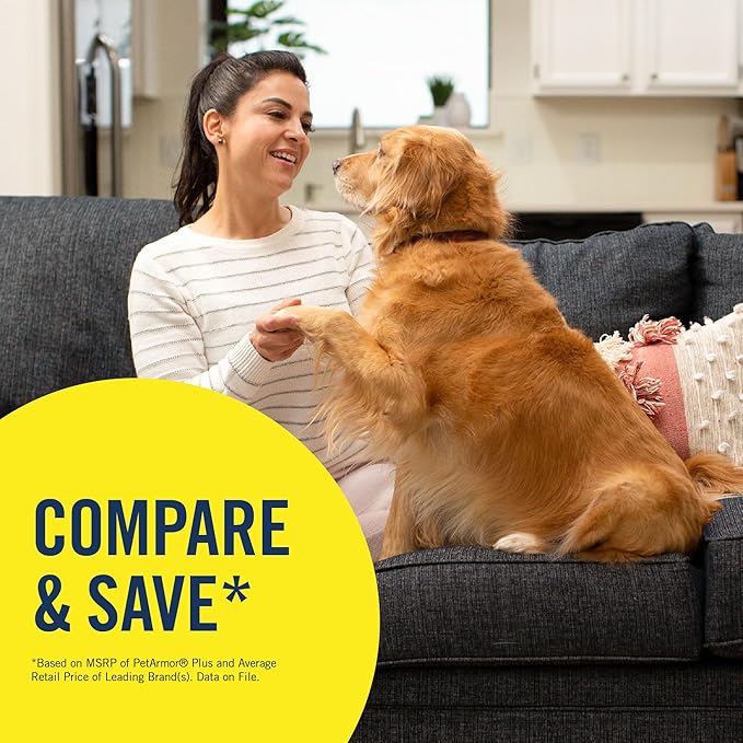 PetArmor Plus Flea and Tick Prevention for Dogs, X-Large Dog Flea and Tick Treatment, 6 Doses, Waterproof Topical, Fast Acting, For X-Large (89-132 lbs)