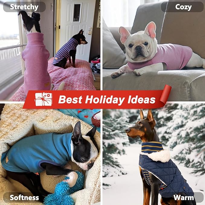 KYEESE 2Pack Dog Sweater Pullover Dog Sweaters for Small Dogs Girl Stretchy Pet Sweatshirt Small Pets Sweaters Turtleneck Pet Coats Soft Dogs Clothes