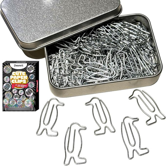 Cute Paper Clips, 60PCS Penguin Shaped Paper Clips Animal Bookmarks Clips, Assorted Colors, Fun Office Gifts for Women Men Coworkers Teachers Students Girls Boys, Christmas Gifts