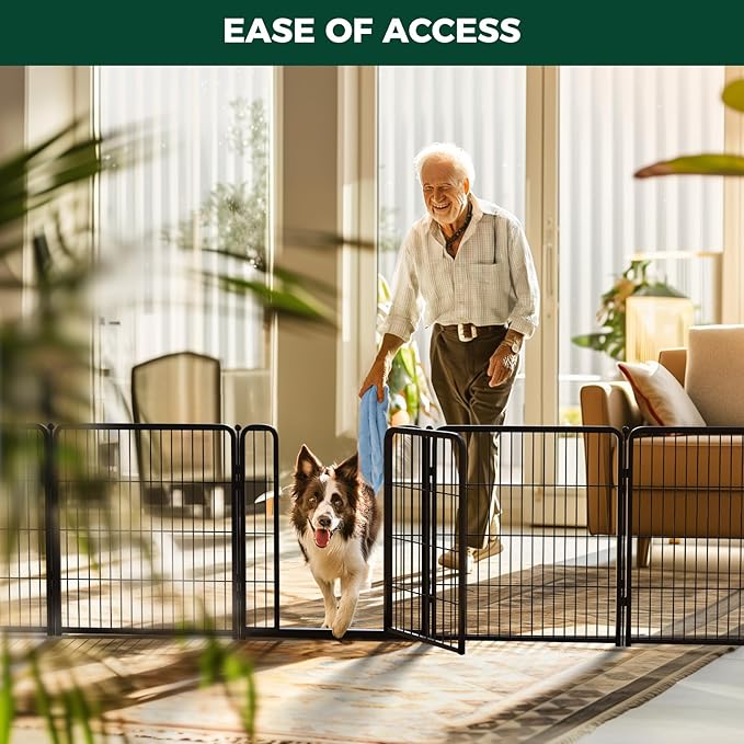 FXW Homeplus Unleashed Indoor Dog Playpen - Stress-Free and Safe Play, Heavy Duty 32 Inch 16 Panels Dog Pen with Connectors (Pack of 2) for Small and Medium Dogs, Black│Patented