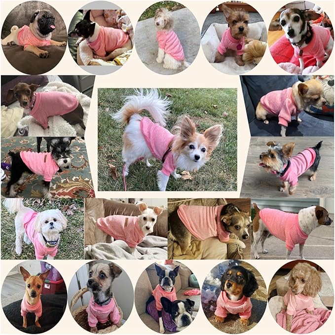 Jecikelon Dog Clothes Dogs Sweater Soft Puppies Clothing Winter Puppy Sweaters Warm Outfit for Dogs Small XXS XS Cat Apparel (Pink, XS)