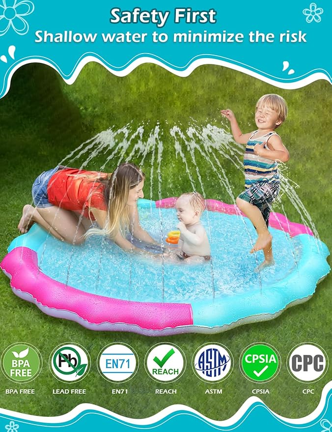 Kids Dog Splash Pad Sprinkler - Jasonwell Non Slip Dog Sprinkler Pad Splash Pool Puppy Dogs Pool Summer Outdoor Water Toys Backyard Durable Splash Pad for Toddlers Kids Small Medium Large Dogs Pet