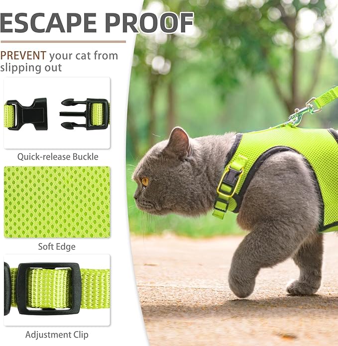 PUPTECK Soft Mesh Cat Vest Harness and Leash Set Puppy Padded Pet Harnesses Escape Proof for Cats Small Dogs Rabbits Bunny