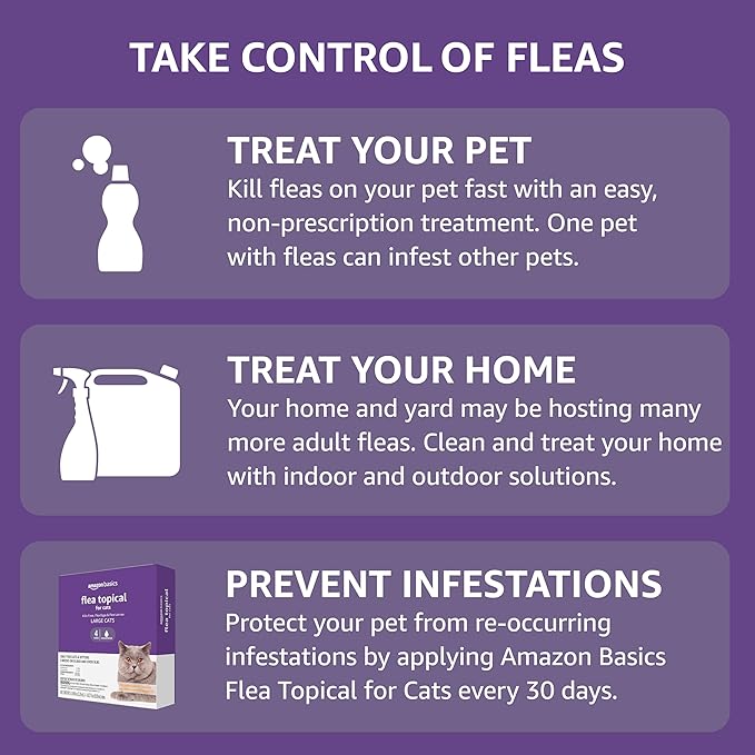 Amazon Basics Topical Flea Treatment for Large Cats (Over 9 Pounds), 6 Count (Previously Solimo
