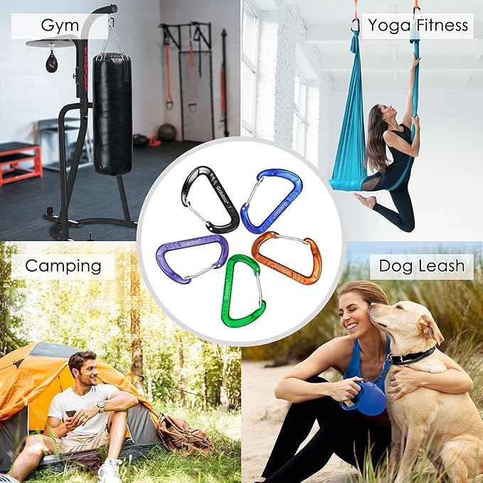 Gabbro Carabiner Clips Heavy Duty, | Wiregate Snap, Screw Locking, Aluminum, Lightweight Caribeener | for Hammock, Hiking, Camping, Water Bottle, Dog Leash Harness, Keychains