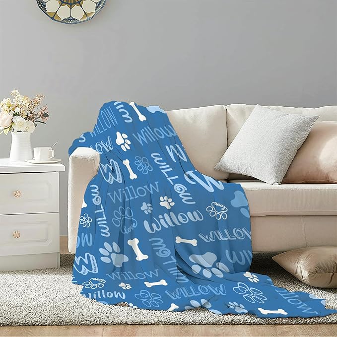 Personalized Pet Blanket,Custom Pet Blanket with Name Photo,Puppy Blanket Gift for Dogs Cats Lovers Mom Dad,Soft Cozy Fleece Throw for Bed Sofa Travel Large 80"x60"