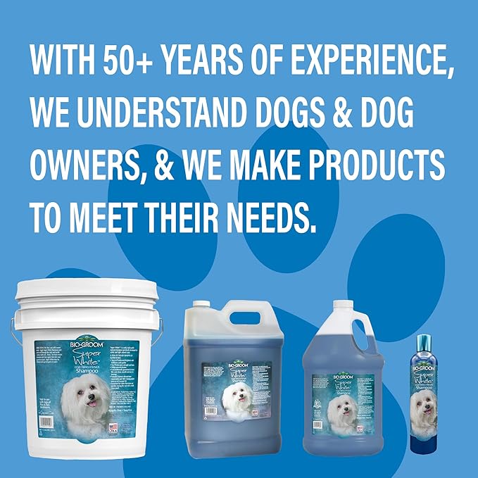 Bio-Groom Super Whitening Dog Shampoo - Whitening Pet Shampoo, Dog Bathing Supplies, Puppy Wash, Grooming Supplies, Cruelty-Free, Made in USA, Coat Brightener - 12 fl oz 2-Pack