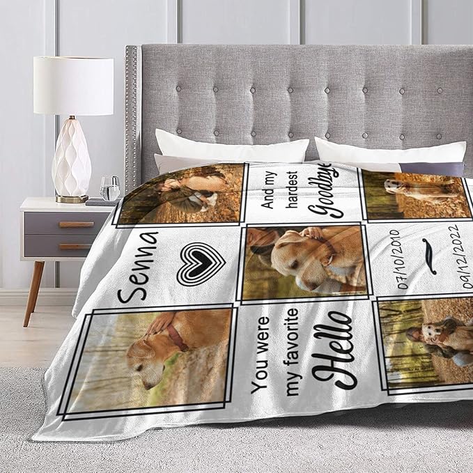 Funnylife Custom Pet Dog Blanket Using Photo and Name Custom Dog Blanket Personalized Dog Blankets Cat Picture Blanket Pet Photo Blanket Dog Dad Gift 40x50