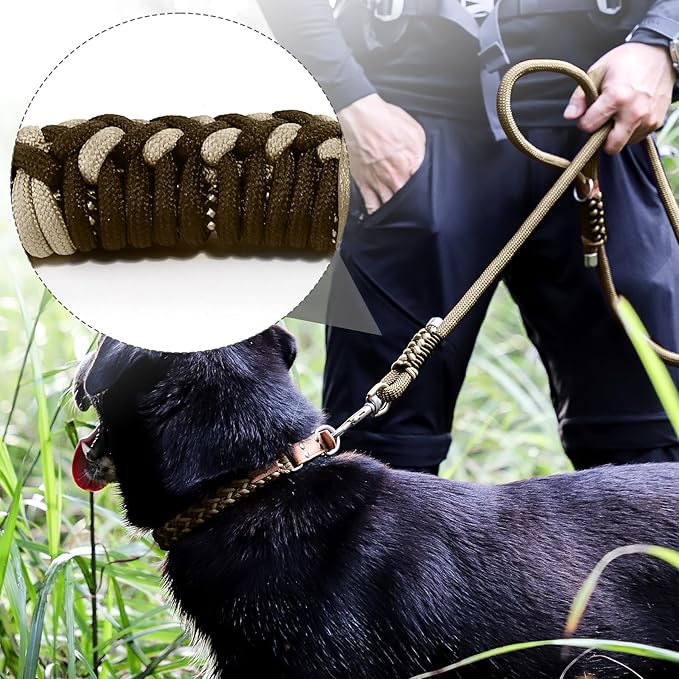 Heavy Duty Dog Leash- 6 FT Handmade Rope with Rotating Metal Clip, No Pull Training Slip Lead Comfortable for The Strong Large Medium Pets (Heavy Duty Dog Leash (Green), 6 FT Dog Leash)