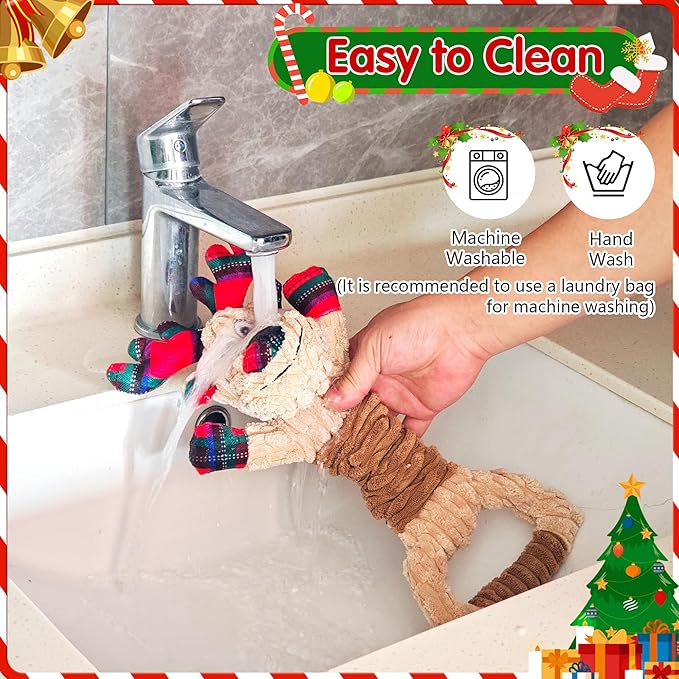 Christmas Dog Toys, Plush Squeaky Dog Toy with Crinkle Paper, Cute Christmas Puppy Toys with Cotton, Durable Interactive Dog Chew Toys for Puppy Small Medium Large Breed