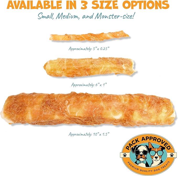 Chicken Wrapped Rawhide Beef Sticks - Long Lasting Chews for Aggressive Chewers - Treats for Large Dogs - XL (Pack of 4)