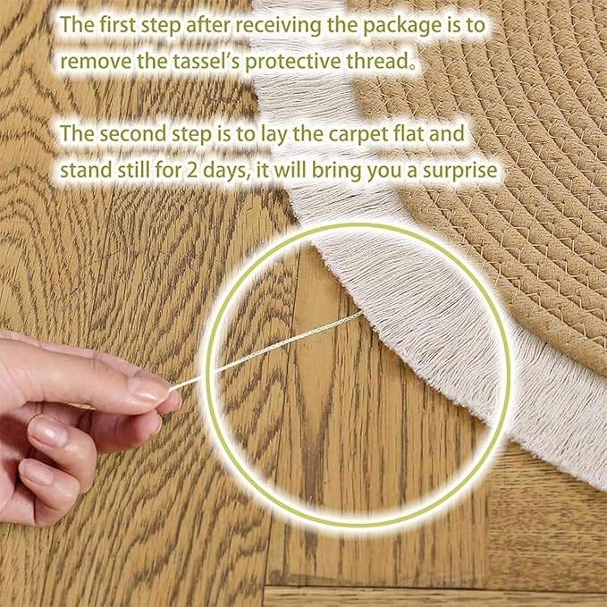 Cotton Rope Area Rug for Cats, Washable Round Vintage Reversible Woven Tassel Rug, Large Natural Premium Cotton Rope Cat Scratching Mat, Easy to Clean (Grey, 40inch)