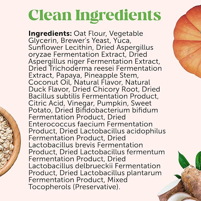 Pet Honesty Probiotics for Dogs - Digestive Enzymes Promotes Gut Health, Dog Probiotics for Bowel Support, Fiber for Regularity, Prebiotics for Immune Health & Gut Flora (Duck, 90 ct)