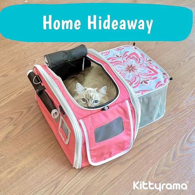 New Premium Soft-Sided 2-in-1 Kittyrama Cat Carrier & Home Hideaway – Vet-Recommended Calming Den, Dual-Use Lounge & Travel Carrier with SBS Zippers, Airline-Approved Under-Seat Fit