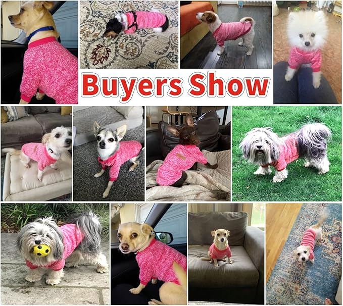 Idepet Pet Dog Classic Knitwear Sweater,Fleece Coat for Small,Medium Dog,Warm Pet Dog Cat Clothes,Soft Puppy Customes (XXL, Rosered)