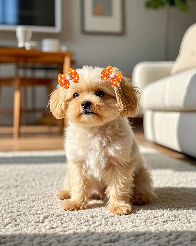 PET SHOW 20 Pack Dot Dog Hair Bows with Alligator Clips for Small Medium Dogs Bowknot Hair Clips Cat Puppy Yorkshire Rhinestone Grooming Hair Accessories for Birthday Party