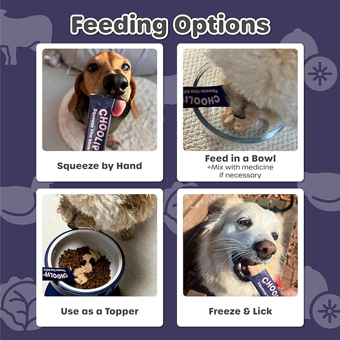 Choolip Squeeze Vita Stick Lickable Cat Treats & Dog Puree – 7-Count Brain Support Tubes, Creamy Grain-Free High-Protein Puree with DHA, Omega 3 & Vitamin B12 for Memory & Cognitive Health