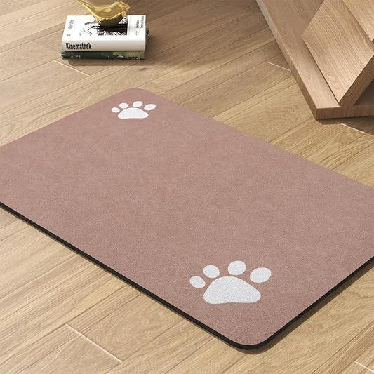 Pet Feeding Mat-Absorbent Dog Mat for Food and Water Bowl-No Stains Quick Dry Water Dispenser Mat-Dog Accessories Pet Supplies-Bowl for Messy Drinkers（Dusty Pink,16"x24"